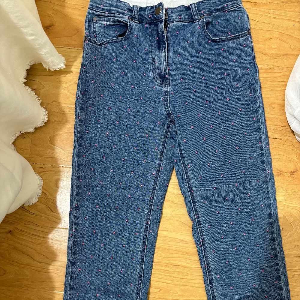 Stella McCartney Juniors Denim Jeans with Pink Polka Dots